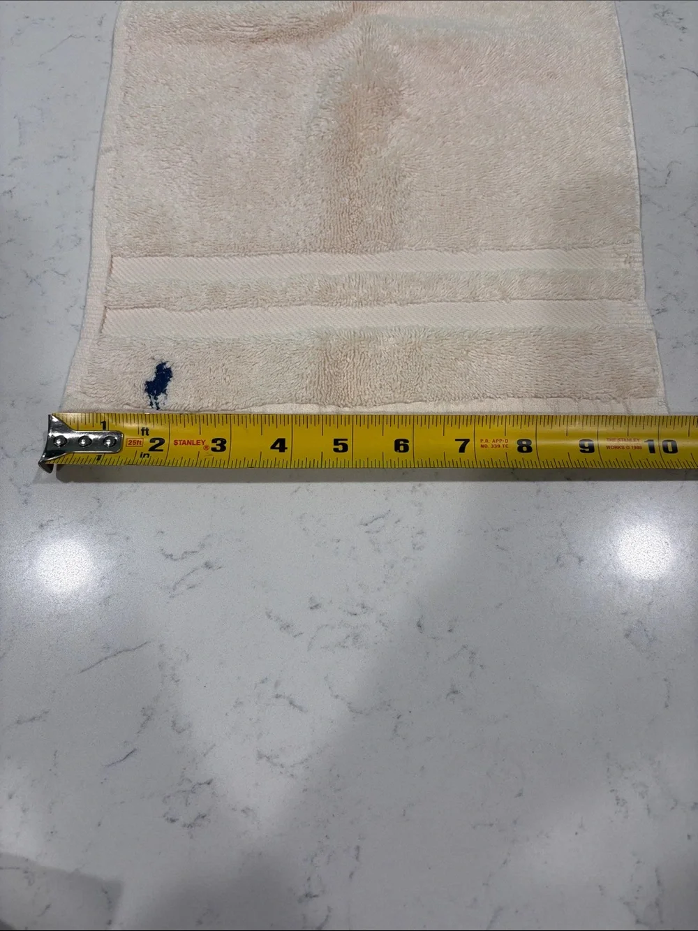Ralph Lauren Beige Hand Towel Trio with Navy Pony